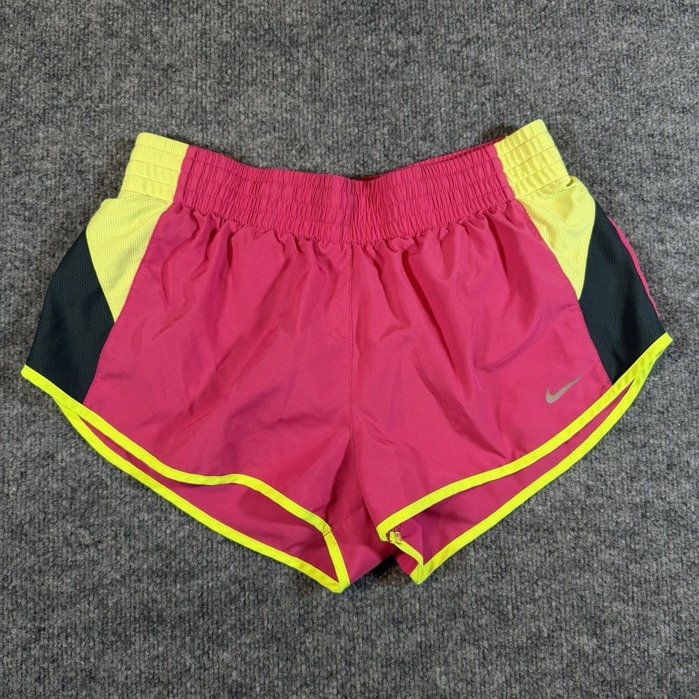 Nike Dri Fit Neon Women's M Pink Yellow Running Shorts Athletic Lined